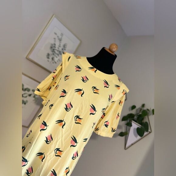 COMPANIA FANTASTICA ESTAMPADO NWT  MEDIUM JUST PEACHY PINK AND ORANGE DRESS - Picture 3 of 15